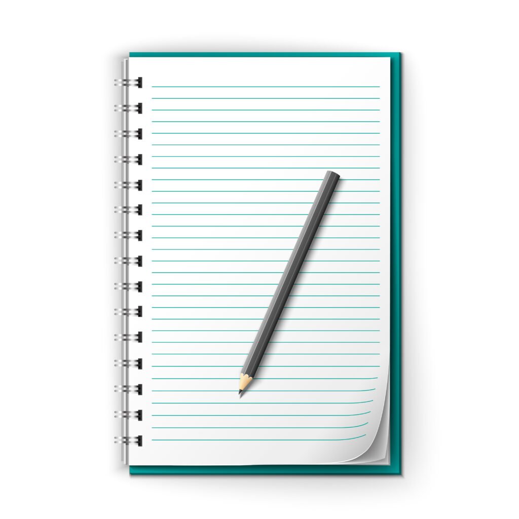 lined notepad and pencil